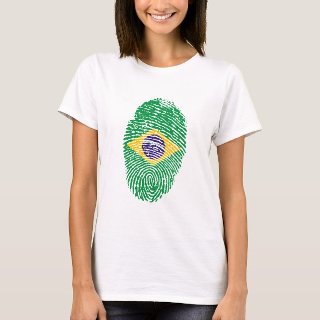 Brazil Flag Fingerprint T-Shirt (Front)