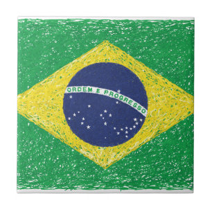Brazil Flag *Hand-sketch* Brazilian Tile