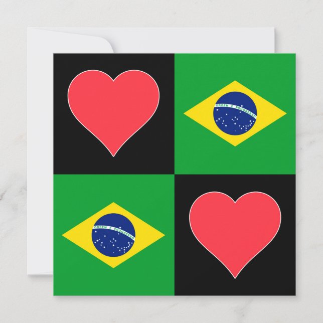 Brazil Flag Heart Patriotic Brazilian Greeting Card (Front)