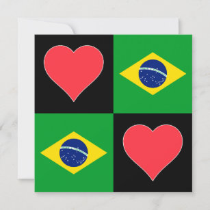 Brazil Flag Heart Patriotic Brazilian Greeting Card
