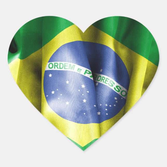 Brazil Flag Heart Sticker (Front)