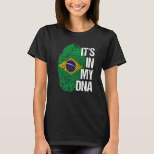Brazil Flag Home Heart Roots Fingerprint DNA T-Shirt