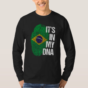 Brazil Flag Home Heart Roots Fingerprint DNA T-Shirt