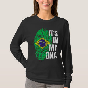 Brazil Flag Home Heart Roots Fingerprint Dna T-Shirt