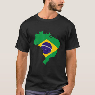 Brazil flag in Brazil outline Brazil T-Shirt
