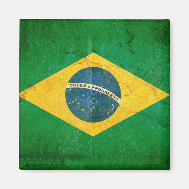 Brazil Flag in Grunge Magnet (Front)