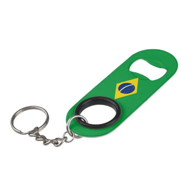 Brazil flag keychain bottle opener (Front Angled)
