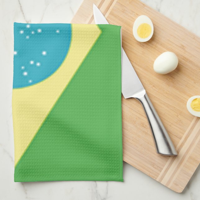 Brazil Flag Kitchen Towel (Quarter Fold)