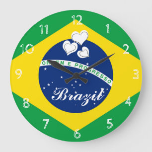 Brazil flag large clock