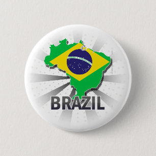Brazil Flag Map 2.0 2 Inch Round Button