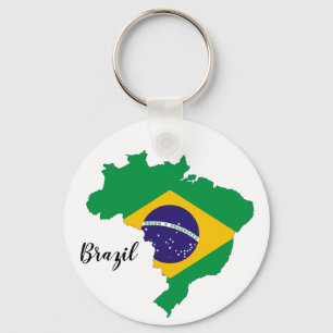 Brazil Flag Map Keychain