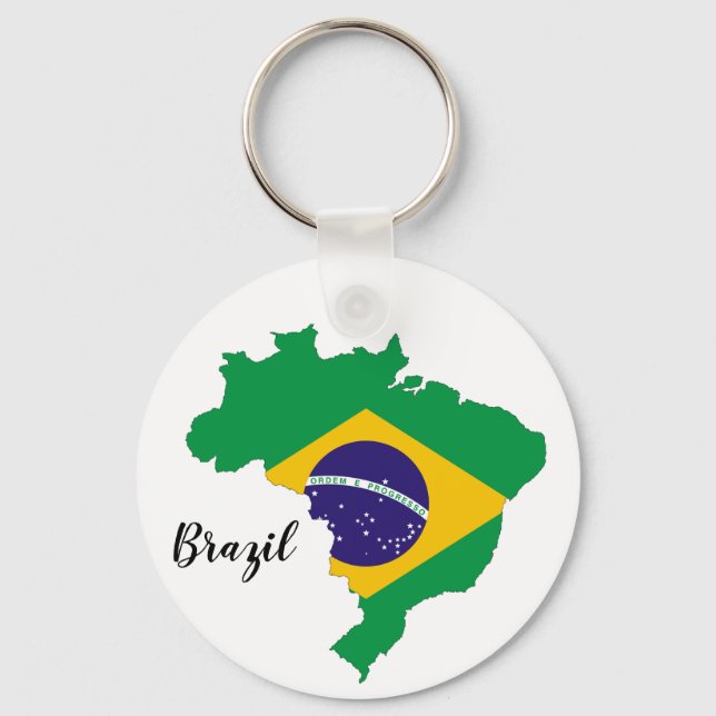Brazil Flag Map Keychain (Front)