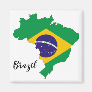 Brazil Flag Map Magnet