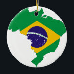 Brazil Flag Map Symbol Brazilian Country Ceramic Ornament<br><div class="desc">Brazil Flag Map Symbol Brazilian Country</div>