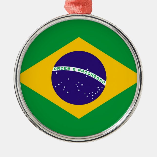 Brazil Flag Metal Ornament (Front)