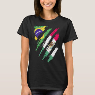 Brazil Flag Mexico Grown Patriot Country Stripes T-Shirt