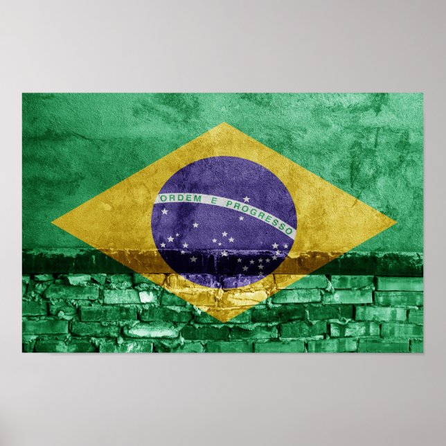 Brazil flag on wall poster (Front)