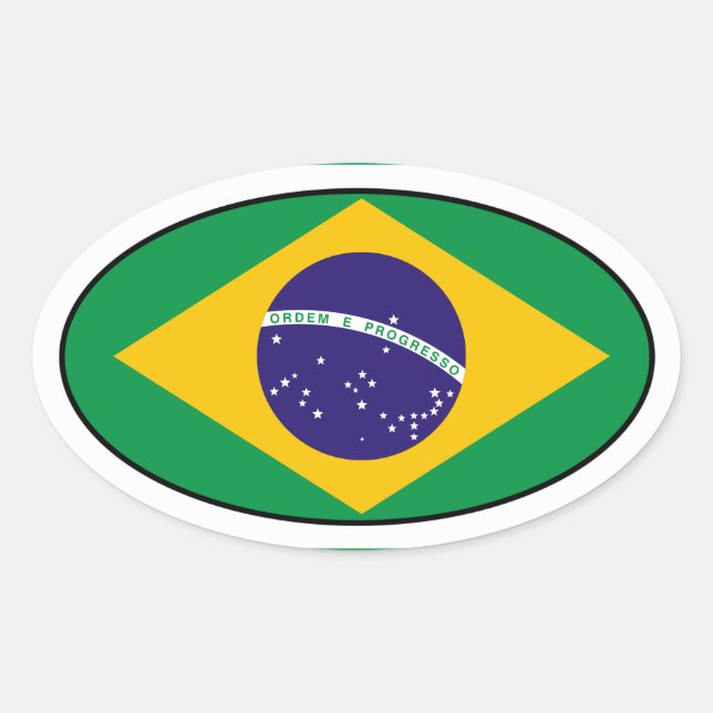 Brazil Flag Oval Sticker (Front)