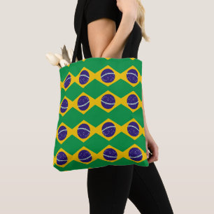 Brazil flag pattern tote bag