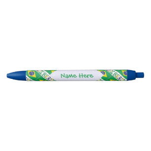Brazil Flag Personalized Black Ink Pen