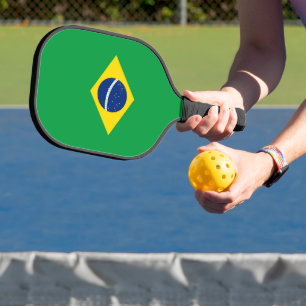 Brazil flag pickleball paddle