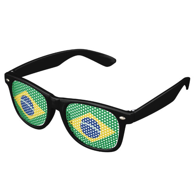 Brazil Flag Retro Sunglasses (Angled)