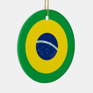 Brazil Flag Roundel, Round Brazilian Flag Ceramic Ornament