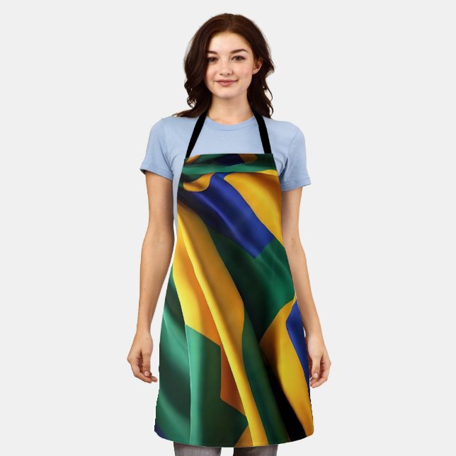 Brazil flag silk texture apron (Worn)
