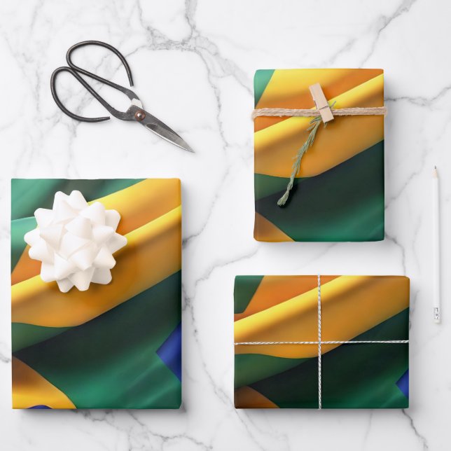 Brazil flag silk texture wrapping paper sheet (Front)