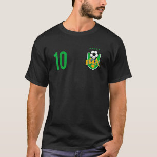 Brazil Flag Soccer Ball Brazilian Football Number T-Shirt