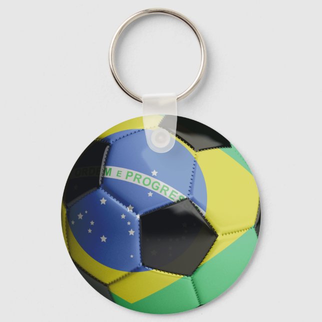 Brazil Flag Soccer Ball Keychain (Front)