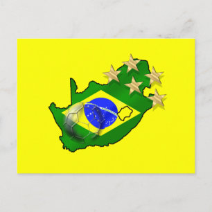 Brazil Flag South Africa Map Brazilian gifts Postcard