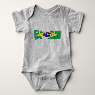 brazil flag text baby bodysuit