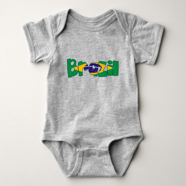 brazil flag text baby bodysuit (Front)