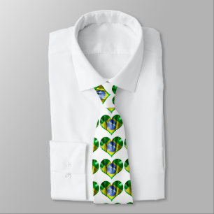 Brazil Flag Textured Heart Tie