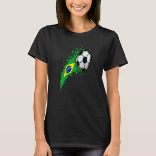 Brazil Flag With a Soccer Ball Soccer T-Shirt