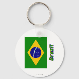 Brazil Flag with Name Keychain