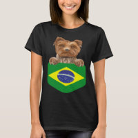 Brazil Flag Yorkshire Terrier Dog In Pocket