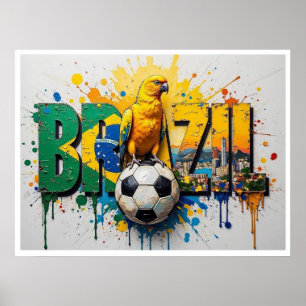 Brazil Football Citiscape Oil Painting StylePoster Poster