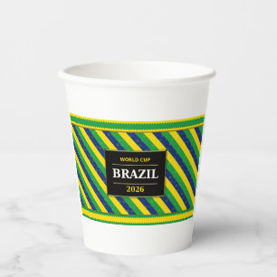 Brazil Football Fan Flag Colours Stripe Pattern Paper Cups