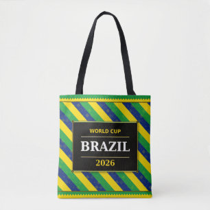 Brazil Football Fan Flag Colours Stripe Pattern Tote Bag