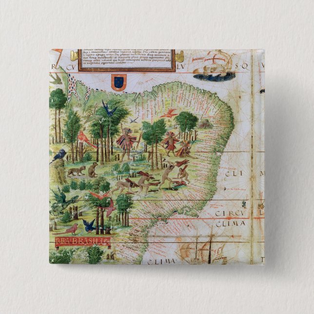 Brazil from the 'Miller Atlas' 2 Inch Square Button (Front)