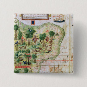 Brazil from the 'Miller Atlas' 2 Inch Square Button