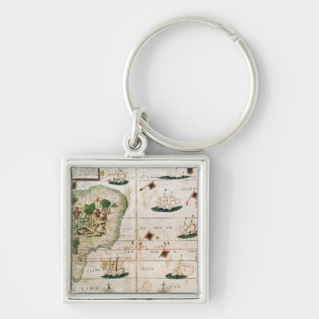 Brazil from the 'Miller Atlas' by Pedro Reinel Keychain (Front)