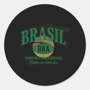 Brazil Gift Flag Brazilian Fan Vintage Samba Classic Round Sticker
