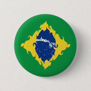 Brazil Gnarly Flag 2 Inch Round Button