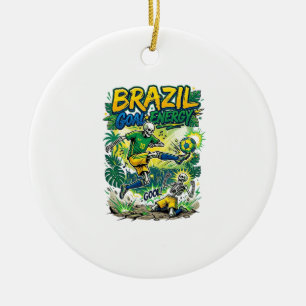 Brazil Goal Energy Skeleton Striker Nations Creati Ceramic Ornament