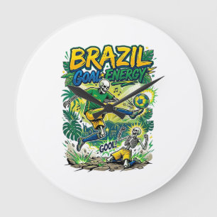 Brazil Goal Energy Skeleton Striker Nations Creati Large Clock
