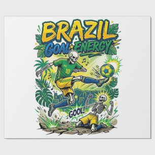 Brazil Goal Energy Skeleton Striker Nations Creati Wrapping Paper