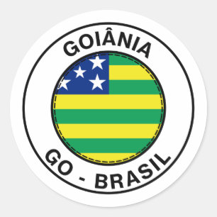 Brazil Goiania Goias GO Bandeira Stamp Classic Round Sticker